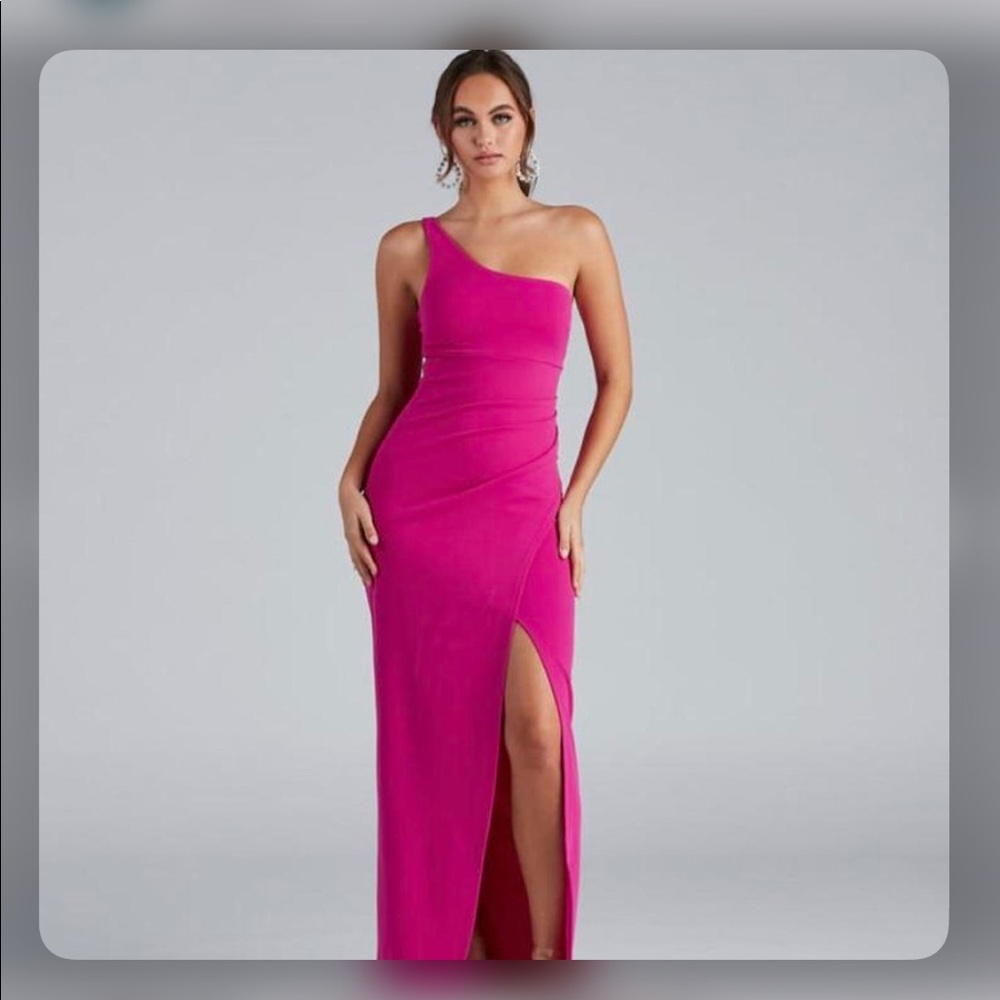 Windsor Iris One-Shoulder Crepe Dress